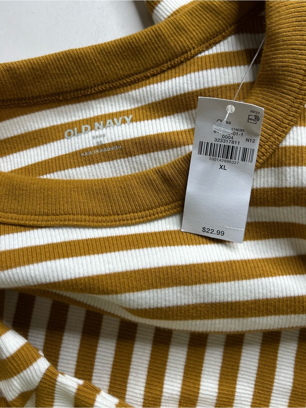 Old Navy Snug Crew Neck Striped Long-Sleeve Tee Earthy Normcore NWT Sz XL Fitted - Picture 12 of 12